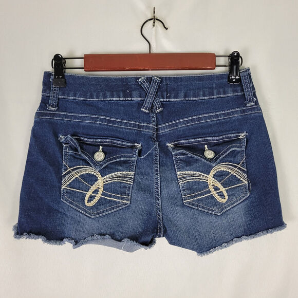 No Boundaries Denim Shorts Juniors 9 Blue‎ Jean Low Rise Womens Distressed - Picture 2 of 14